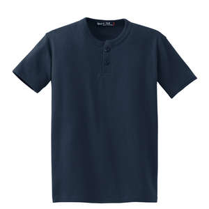 Sport-Tek Youth Short Sleeve Henley - Dark/All Blue, Navy