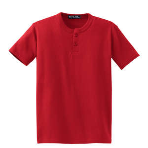 Sport-Tek Youth Short Sleeve Henley - Dark/All Red