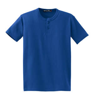 Sport-Tek Youth Short Sleeve Henley - Dark/All Blue, Royal