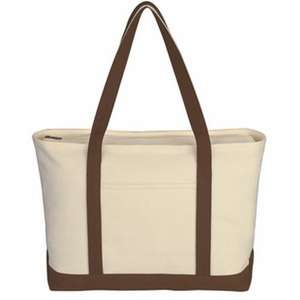 Large Heavy Cotton Canvas Boat Tote - Embroidered