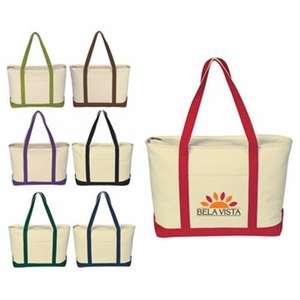 Large Heavy Cotton Canvas Boat Tote - Embroidered