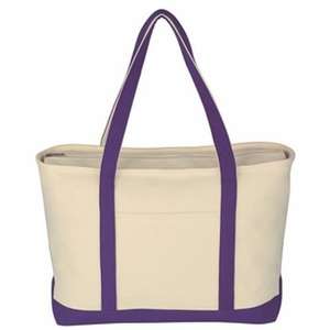 Large Heavy Cotton Canvas Boat Tote - Embroidered