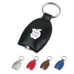 Logo Flashlight Keychains - Leather Look LED Key Tag