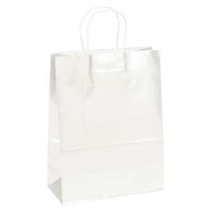 Custom Promotional Amber Gloss Shopper Bag - White