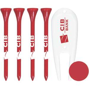 Custom Promotional 4 Tall Tees/Divot Tool/Ball Marker Combo