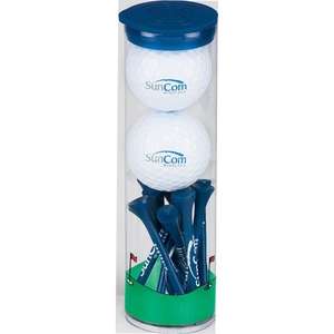 Custom Promotional Tall Tube with 2 Titleist DT Solo Golf Balls