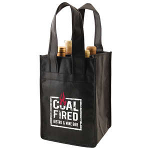 Custom Promotional Nonwoven Four Bottle Wine Tote