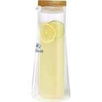 Custom Carafes & Pitchers - 1 Liter Double Wall Glass Carafe with Bamboo Lid