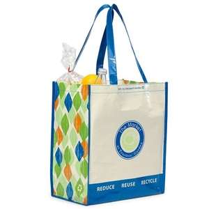 Laminated 100% Recycled Shopper Blue, Royal/Pattern