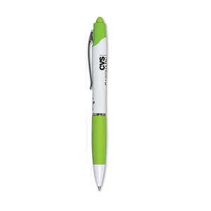 Zebra Z Grip Max Retractable Ballpoint Pen - White Barrel Green, Apple