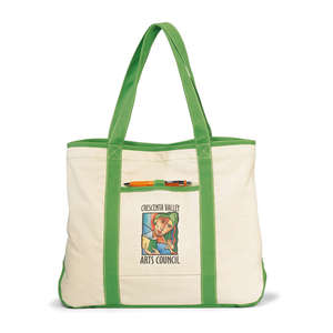 Topsail Recycled Cotton Boat Tote Natural/Green, Apple