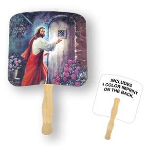Custom Promotional Jesus Knocking Religious Hand Fan