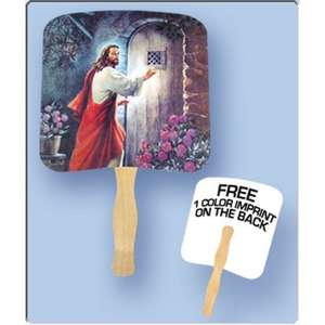 Jesus Knocking Religious Hand Fan 