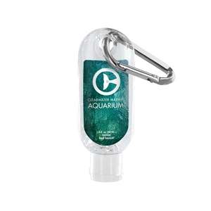 Custom Promotional 1.9 oz Clear Sanitizer with Carabiner Clip