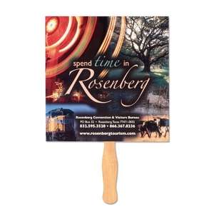 8" Square Hand Fan - Full Color Imprint, One Side 