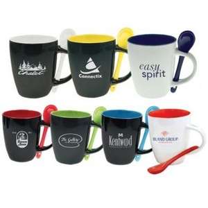 12oz Dual Tone Bistro Mug with Spoon