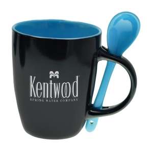 Custom Promotional 12oz Dual Tone Bistro Mug with Spoon