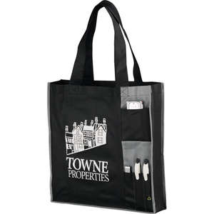 Custom Promotional PolyPro Non-Woven Pocket Tote Bag