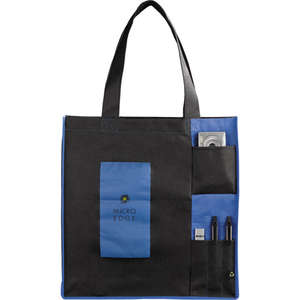 PolyPro Non-Woven Pocket Tote Bag Blue, Royal