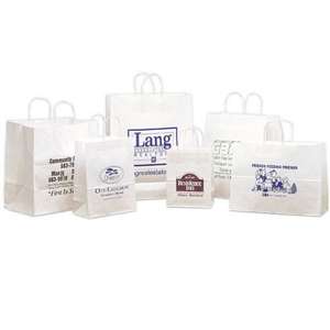 Custom Promotional White Kraft Paper Shopping Bag - 13"W x 15-1/2"H x 6"