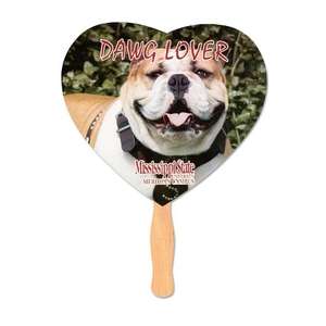 Heart Shaped Hand Fan - Full Color Imprint, One Side