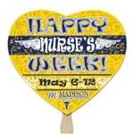Promotional Paper Hand Fans - Heart Shaped Hand Fan - Full Color Imprint, One Side