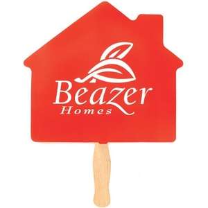8" House Shaped Hand Fan - Full Color Imprint, One Side 