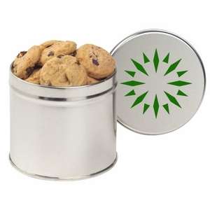 Custom Promotional Half Quart Tin Filled with Mini Chocolate Chip Cookies