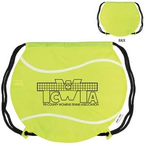 Custom Promotional Game Time! Tennis Ball Drawstring Backpack