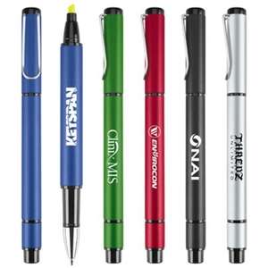 Custom Promotional Matte Modern Metal Ballpoint/Highlighter