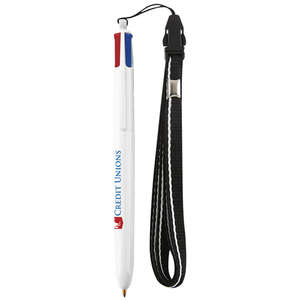 Custom Promotional BIC 4-Color Pen with Lanyard