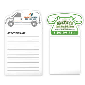 Custom Promotional 30 mil Stock Van Shape Magnet and 50 Sheet Non-Adhesive Notepad