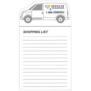 30 mil Stock Van Shape Magnet and 50 Sheet Non-Adhesive Notepad White