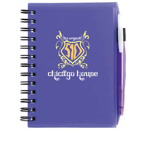 Custom Promotional Plastic Cover Notebook with Matching BIC Media Clic Ice Pen