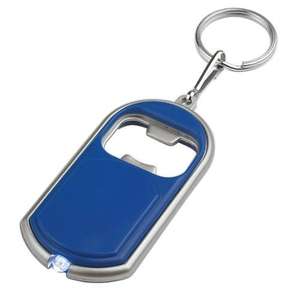Bottle Opener Key Chain with LED Light Blue, Royal