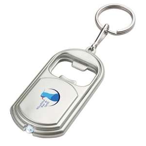 Bottle Opener Key Chain with LED Light Silver, Matte