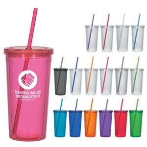 24 Oz. Double Wall Acrylic Tumbler with Straw