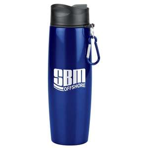 20 oz. Stainless Water Bottle with Carabiner Blue