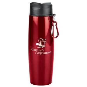 20 oz. Stainless Water Bottle with Carabiner Red