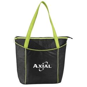 Striped Nonwoven Cooler Tote Green, Lime