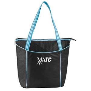Striped Nonwoven Cooler Tote Blue