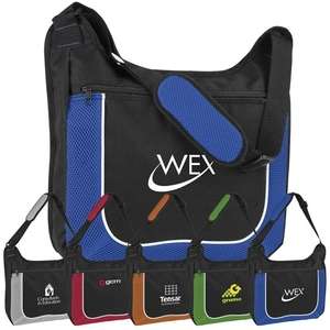 Custom Promotional Mesh Accent Zipper Shoulder Bag