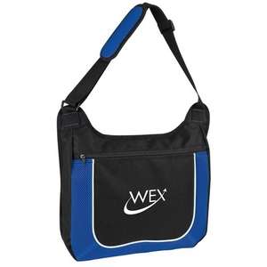 Mesh Accent Zipper Shoulder Bag Blue