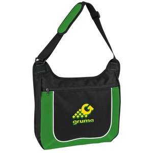 Mesh Accent Zipper Shoulder Bag Green