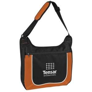 Mesh Accent Zipper Shoulder Bag Orange