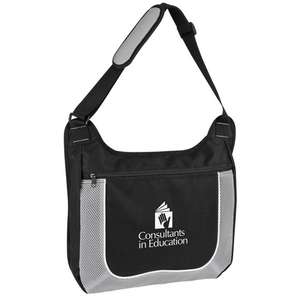 Mesh Accent Zipper Shoulder Bag Silver