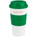 Logo Coffee Mugs - 19 oz. Wake Up Color Banded Classic Coffee Cup