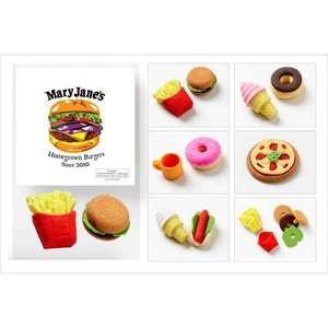 Custom Promotional Fun Food 3-D Erasers in Poly Bag with Card
