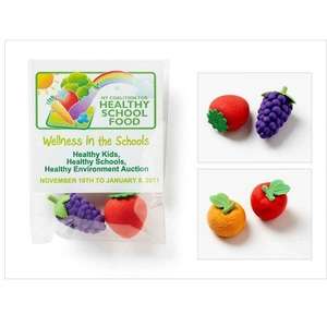 Custom Promotional Fruit 3-D Erasers in Poly Bag with Card