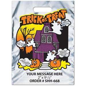 Custom Promotional Silver Metallic Halloween Bag - Haunted House